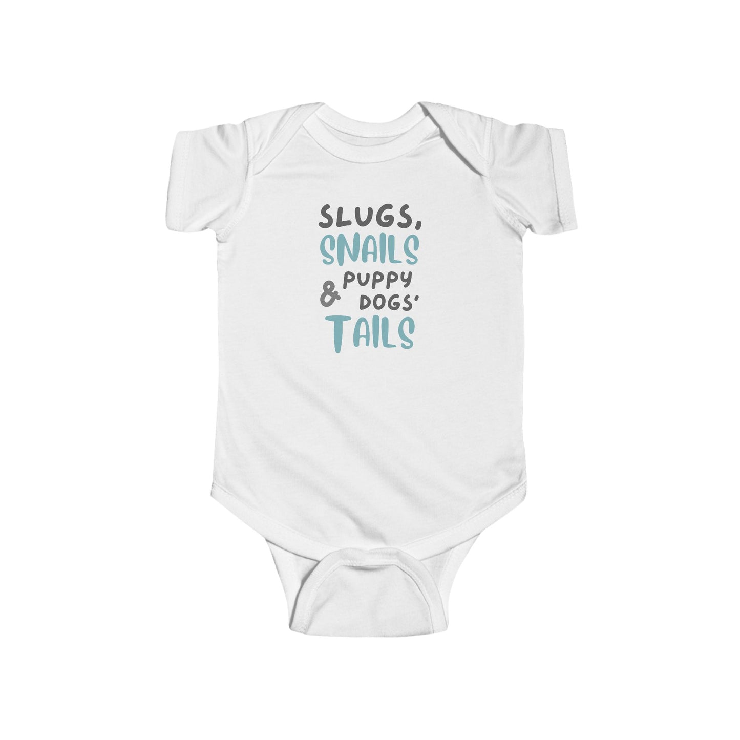 Slugs Snails Puppy Tails Boys Babygrow - Classic Nursery Rhyme Graphic, Baby Boy Bodysuit Gift