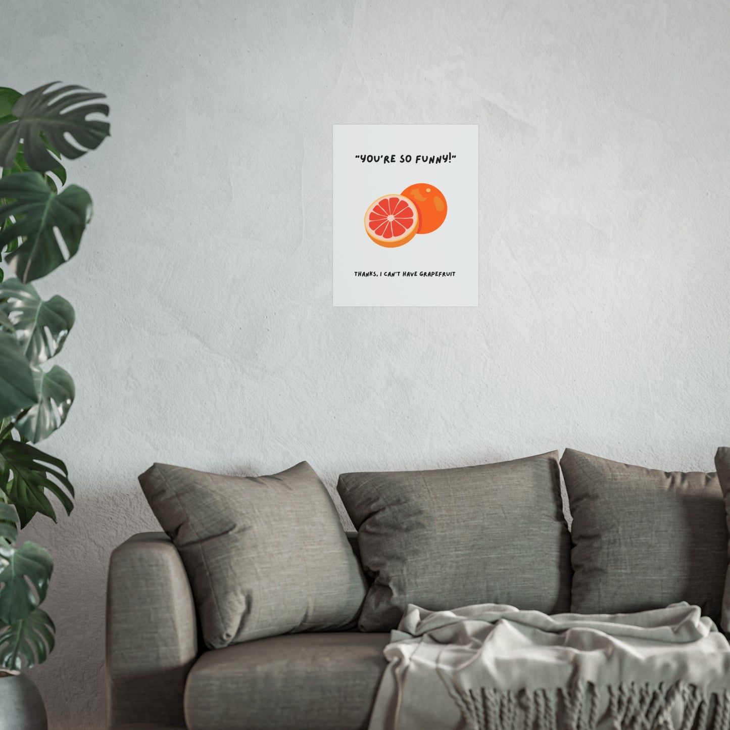 Grapefruit Funny Poster - Anti Depressant Humour, SSRI, Minimalist Graphic Fine Art Poster