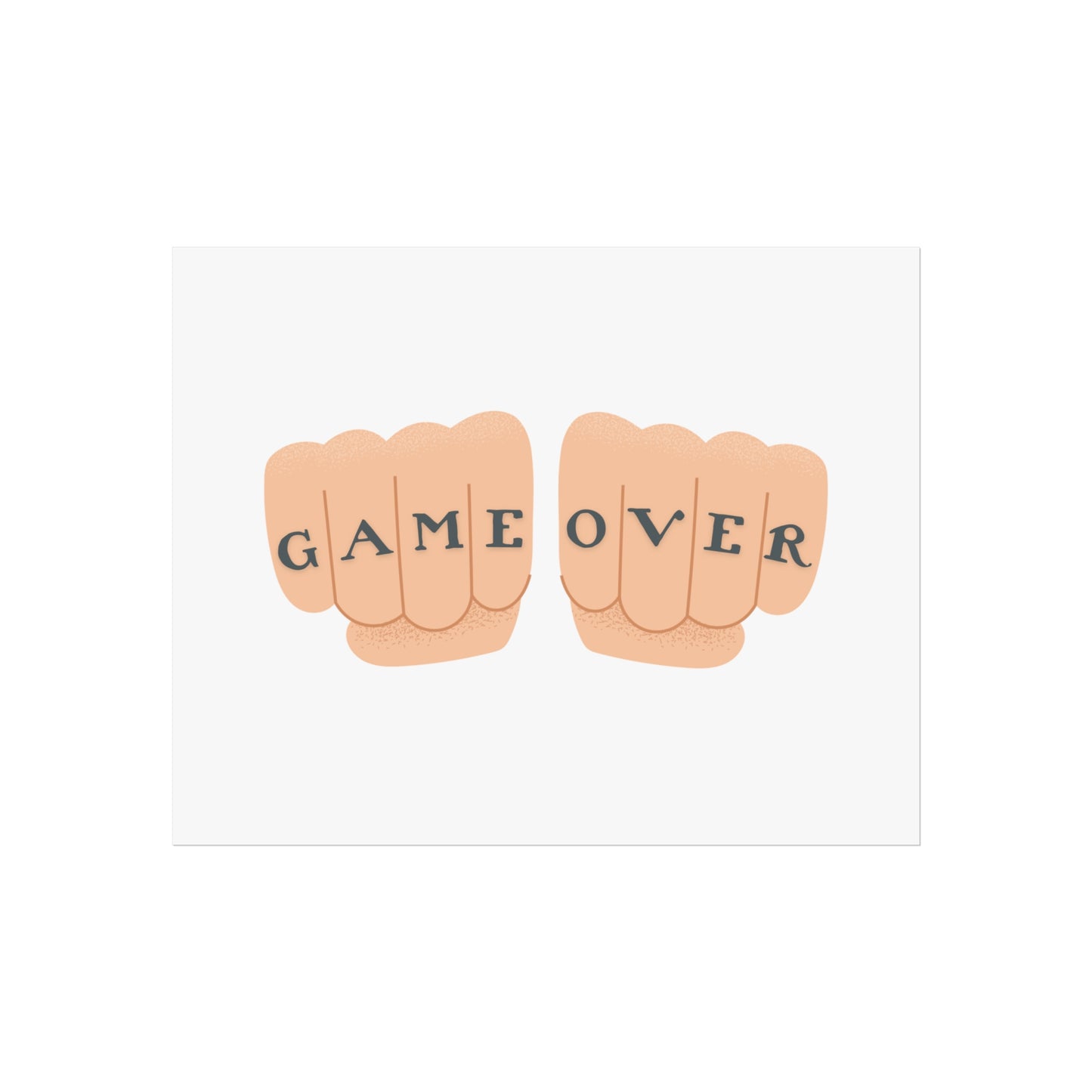 Tattoo Art Poster, Game Over - Knuckle Tat Inspired, Humour Fine Art Poster