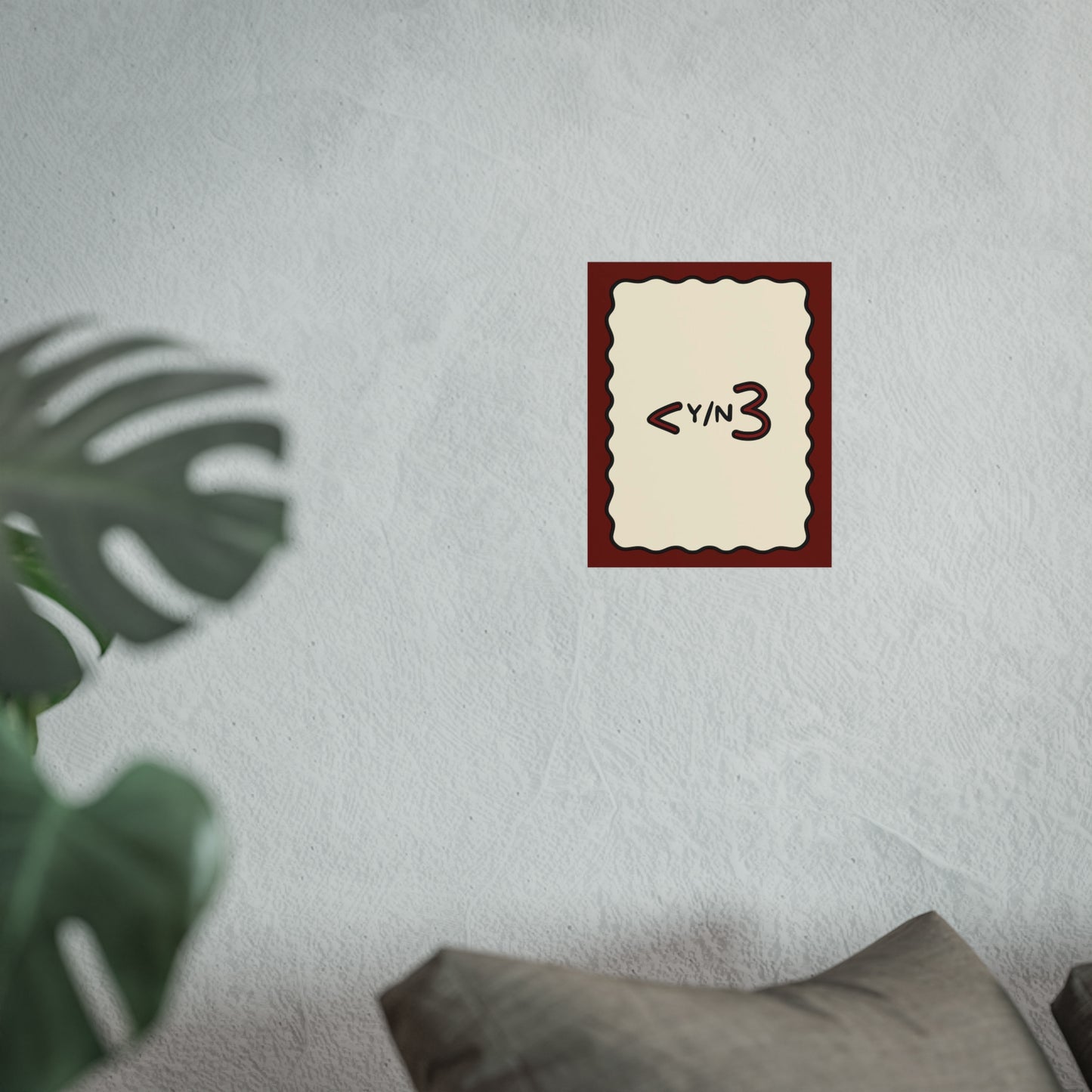 Love Text Poster, Y/N - Fanfic & Tattoo Inspired Fine Art Poster, <3 Graphic - Portrait, Red