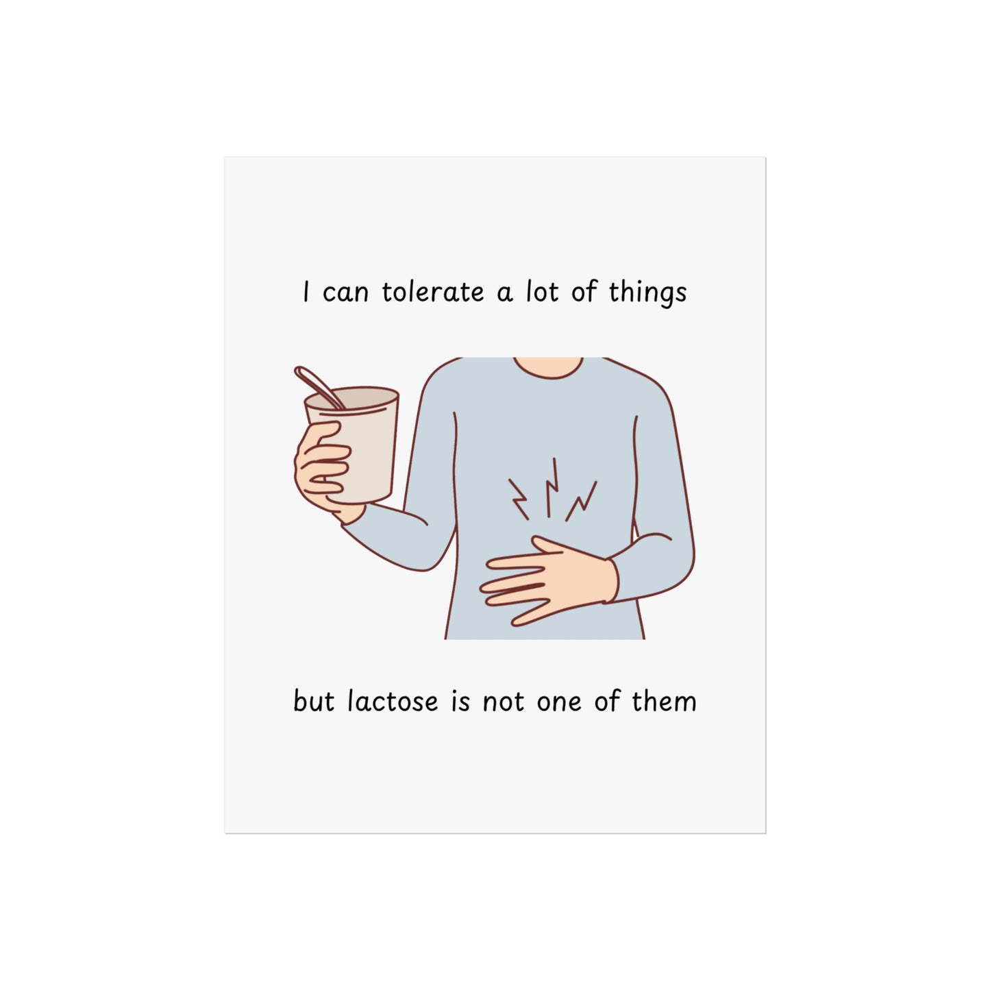 Funny Lactose Intolerant Poster - Graphic Fine Art Poster, Food Humour Gift
