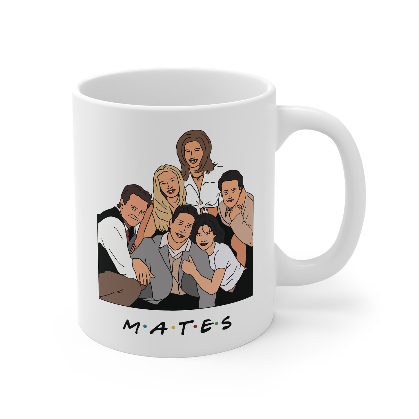 MATES Friends Mug UK Humour - TV Show Original Art, Funny Graphic Coffee Mug