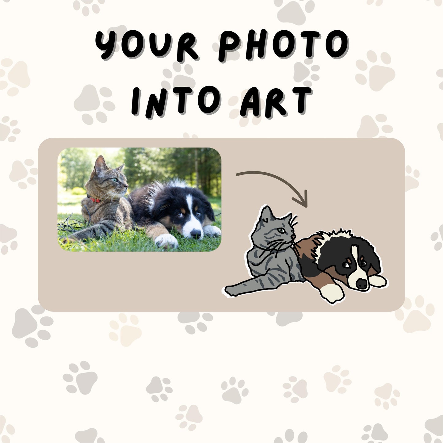 Custom Pet Portrait Poster, Funny Nicknames -  Unique Personalised Badly Drawn Cat, Dog, Any Animal Original Art