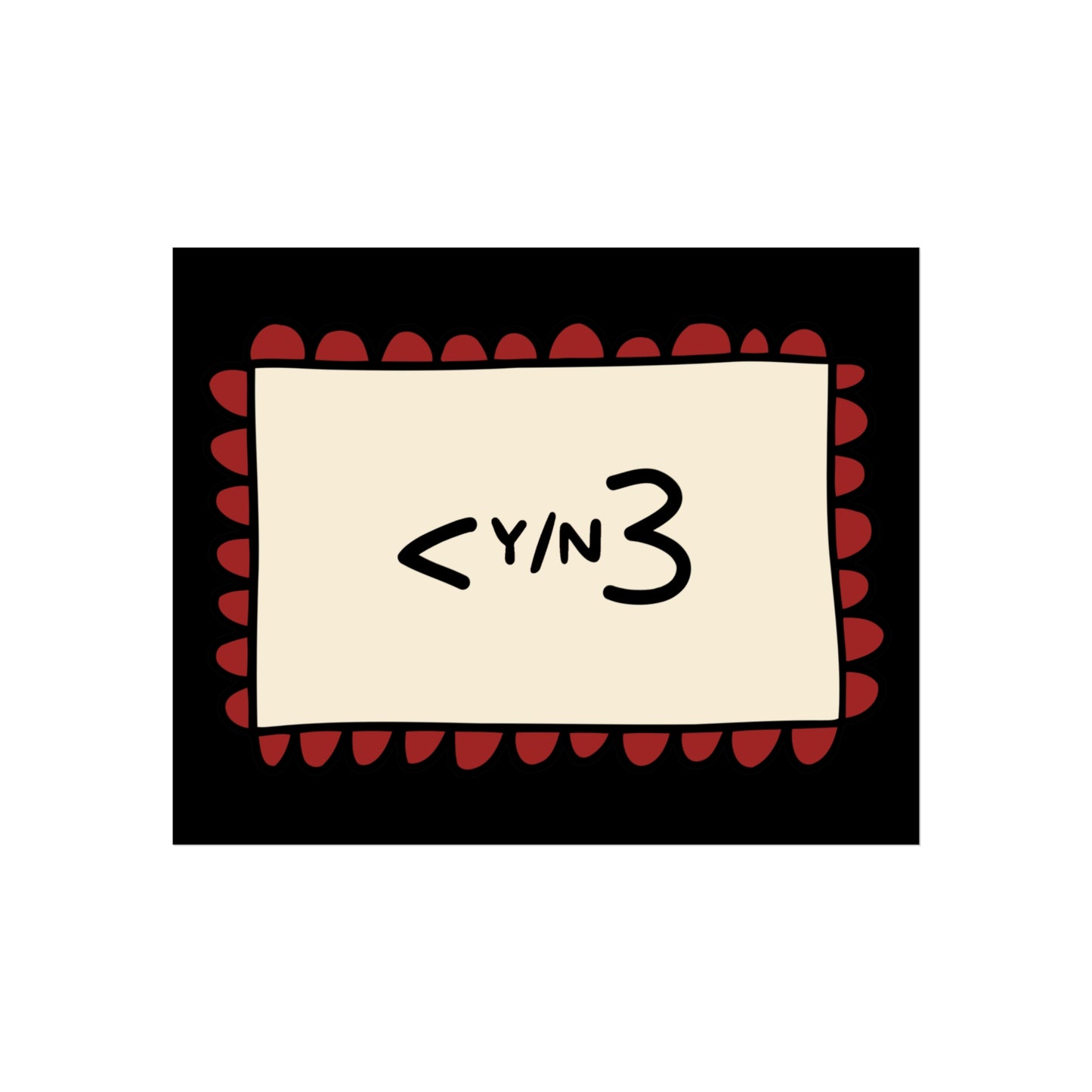 Love Text Poster, Y/N - Fanfic & Tattoo Inspired Fine Art Poster, <3 Graphic - Black