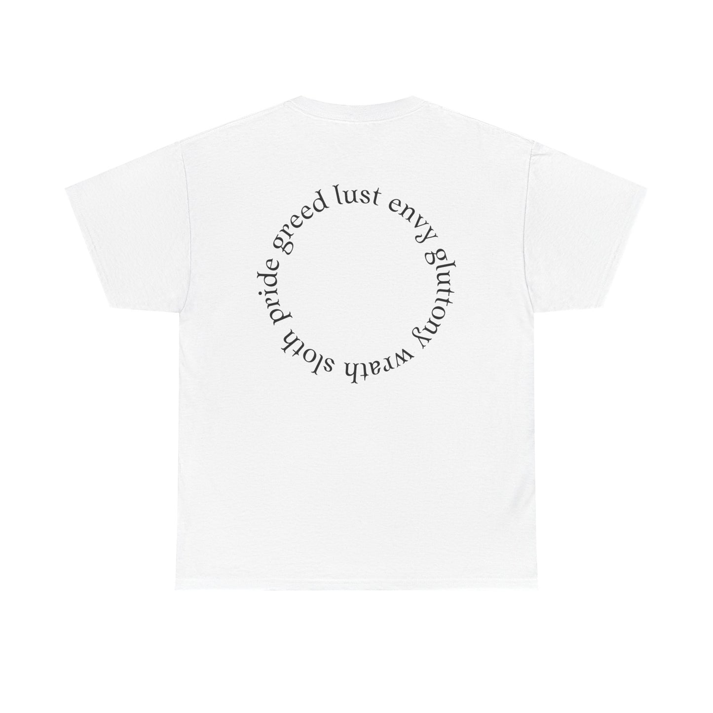 Minimal Rose Tee, Sins - Back Print, Seven Deadly Sins - Original Art TShirt