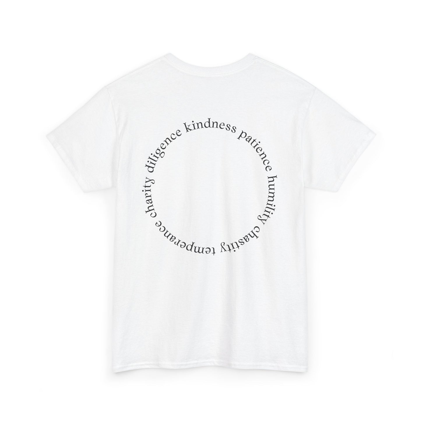 Minimal Rose Tee, Virtues - Back Print, Seven Deadly Sins - Original Art TShirt