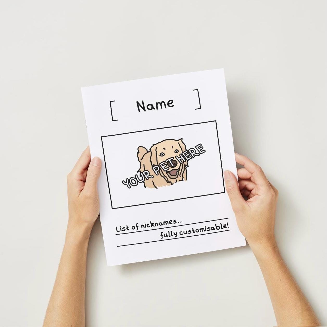 Custom Pet Portrait Poster, Funny Nicknames -  Unique Personalised Badly Drawn Cat, Dog, Any Animal Original Art