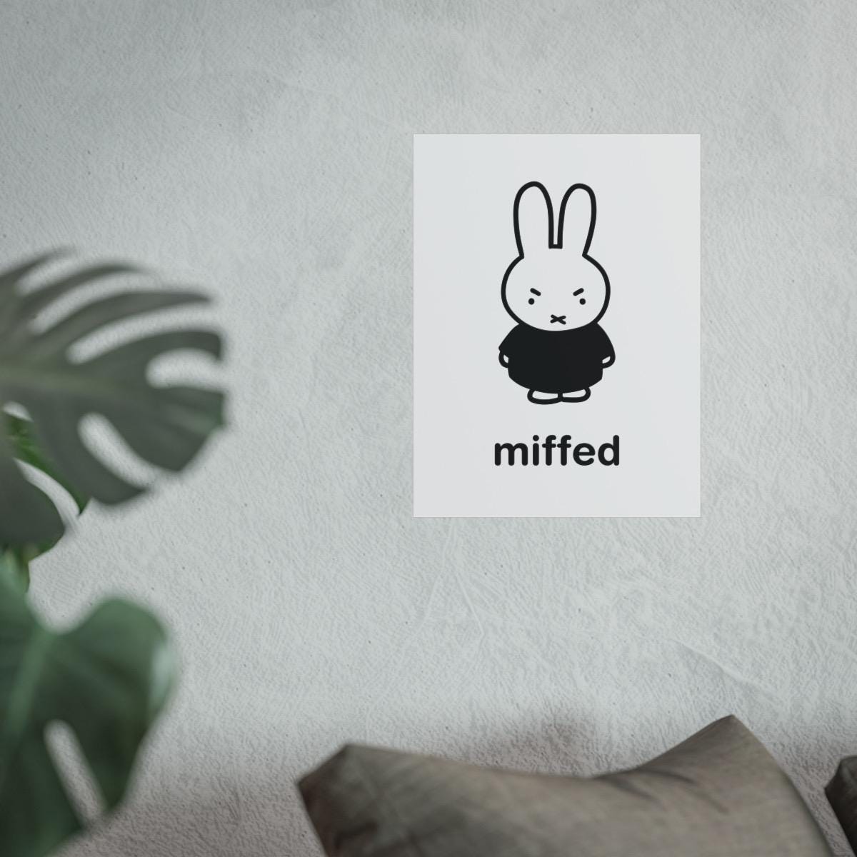 Miffy Inspired Art, Miffed - Black DIGITAL FILE